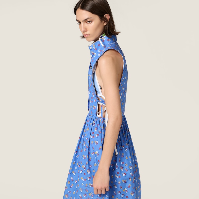 Poplin side tie dress