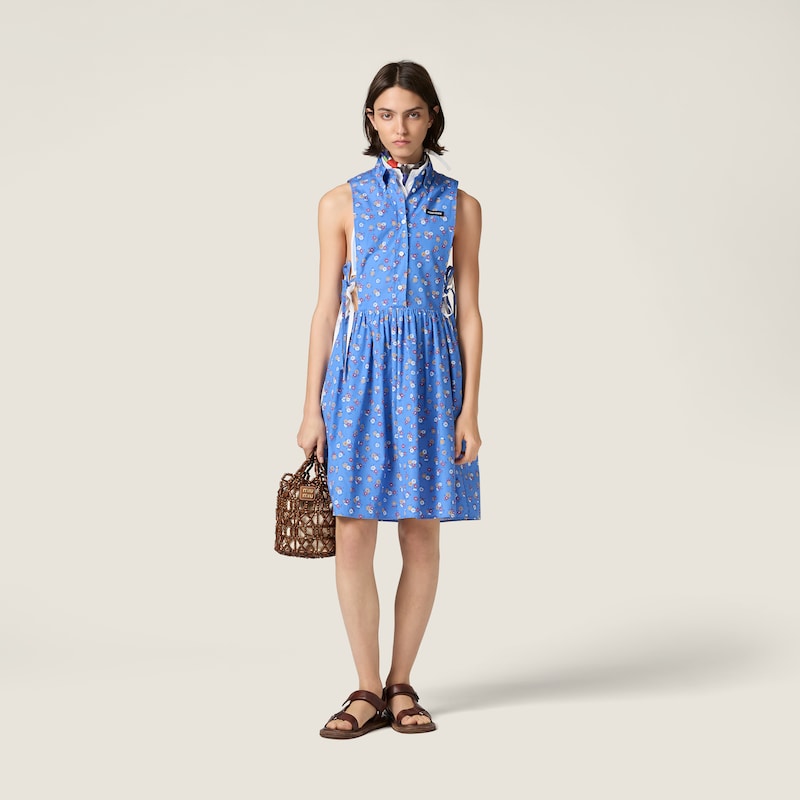 Poplin side tie dress