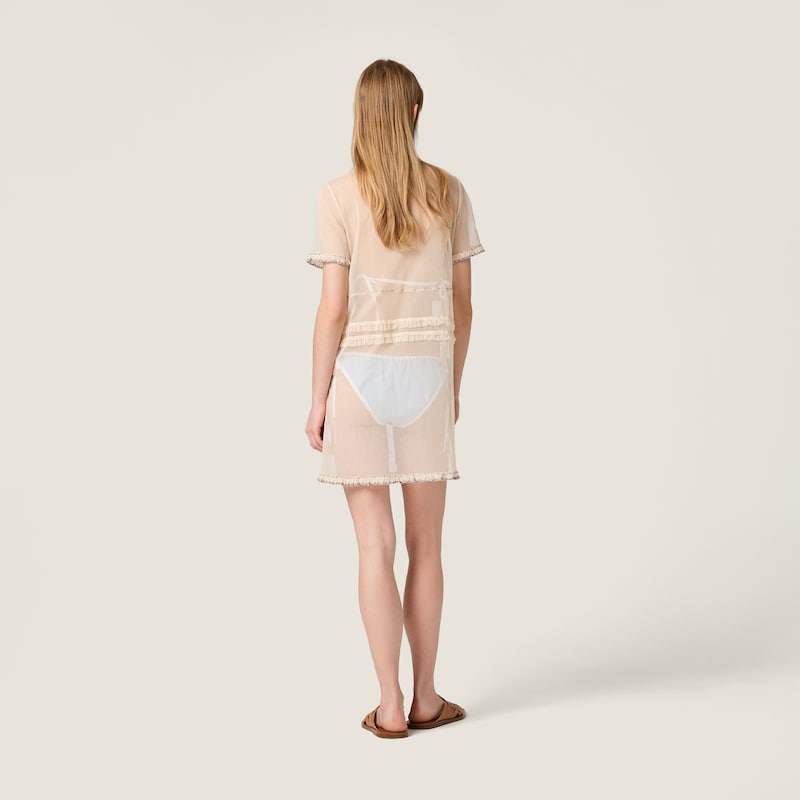 Embroidered tulle mini-dress