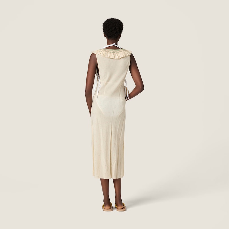 Embroidered marocain crepe dress