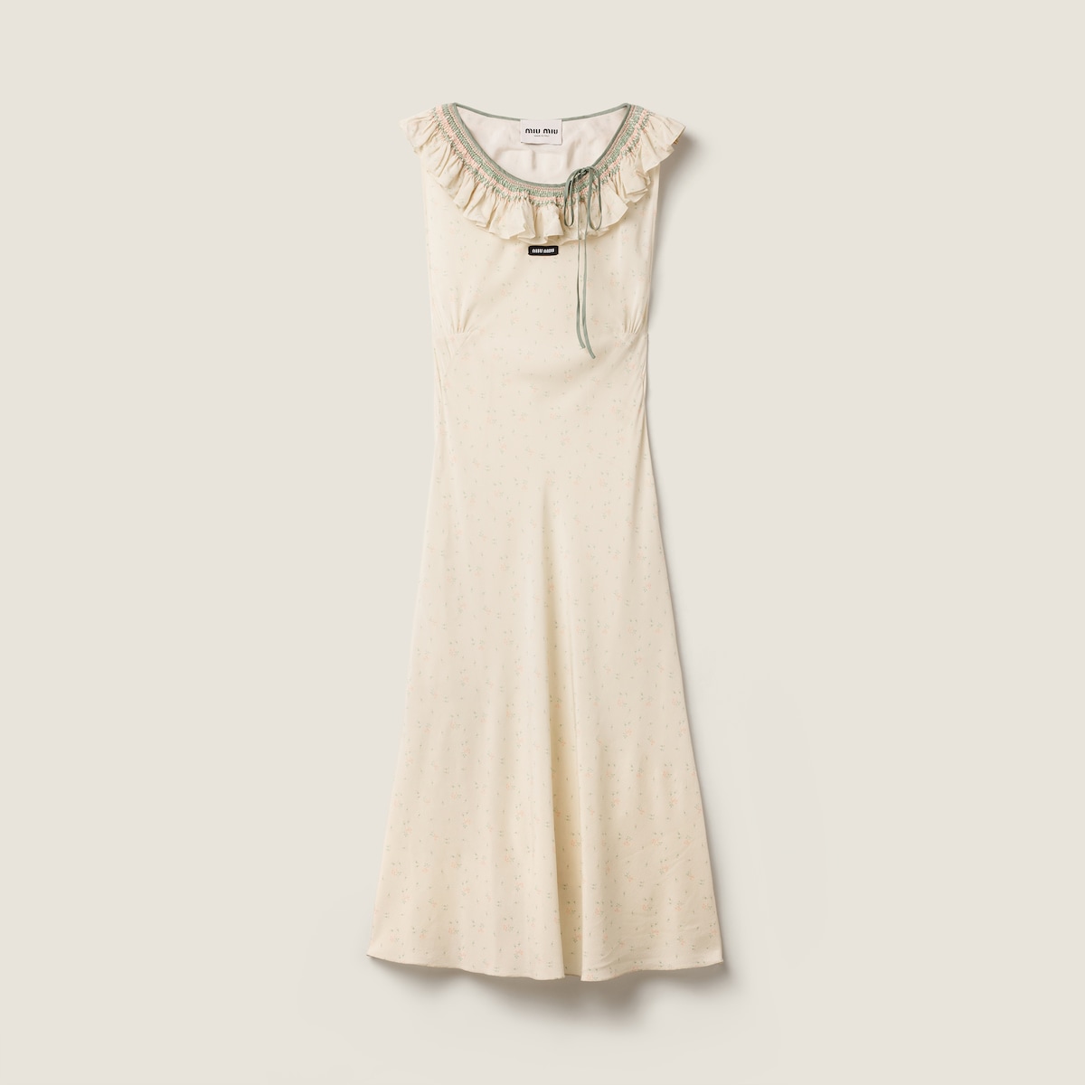 Embroidered marocain crepe dress