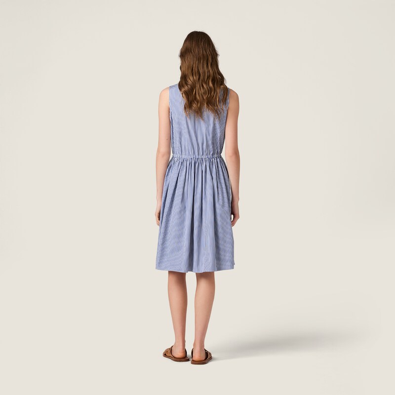 Vertical stripe poplin mini-dress
