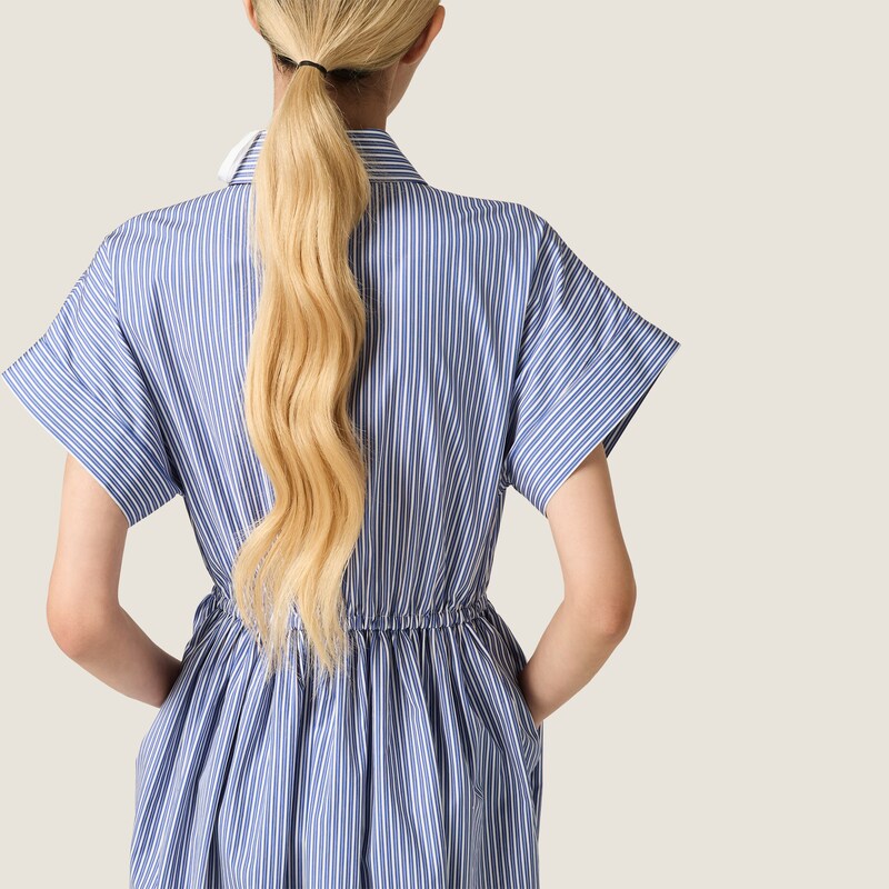 Vertical stripe poplin midi-dress