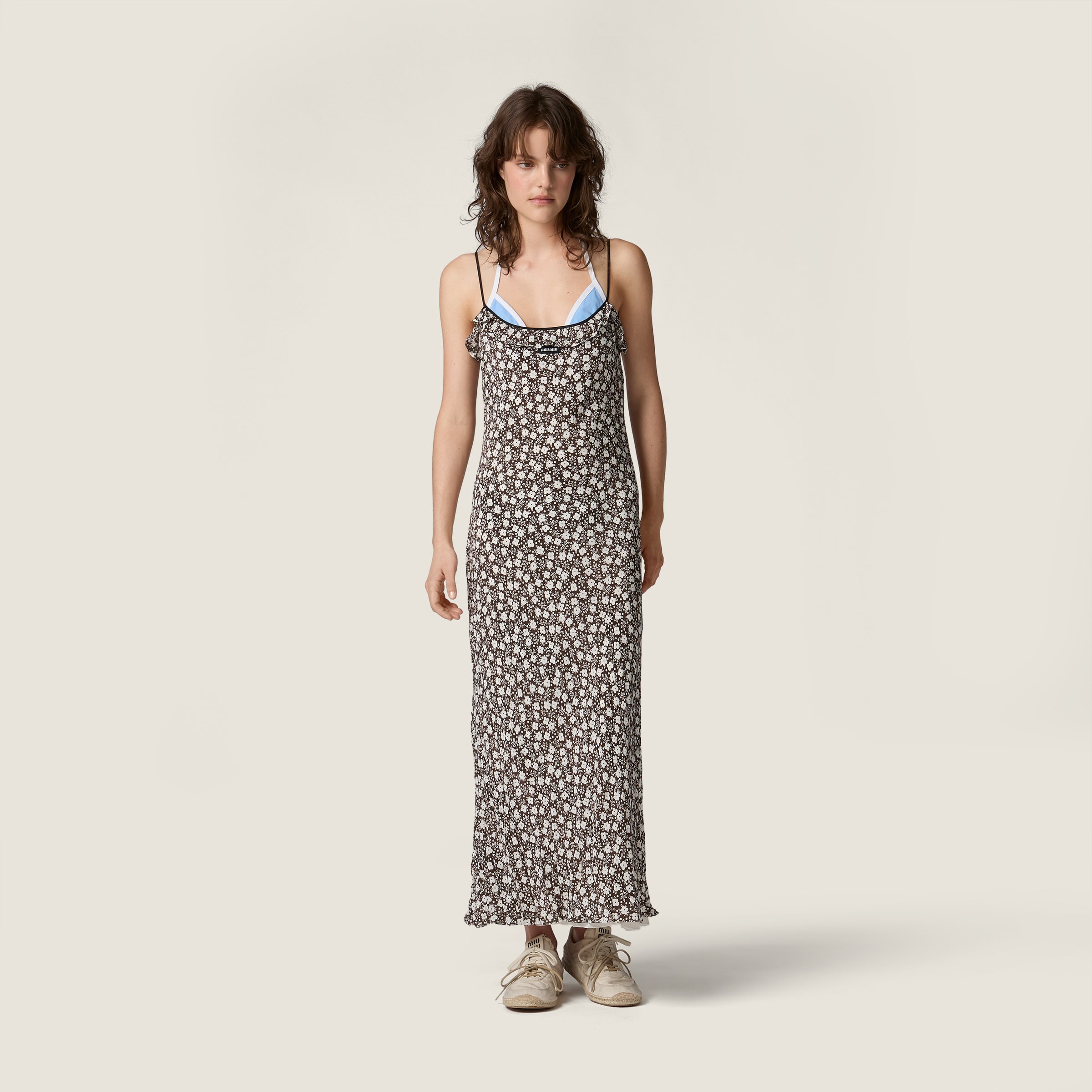 Long crepe de chine dress - thumbnail 2