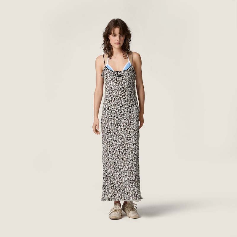Long crepe de chine dress