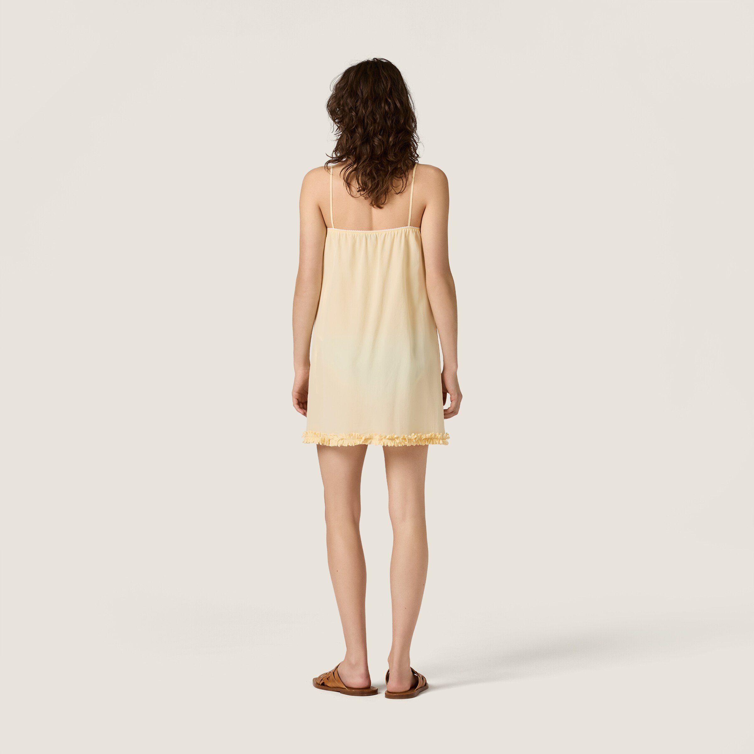 Embroidered marocain crepe dress - thumbnail 3