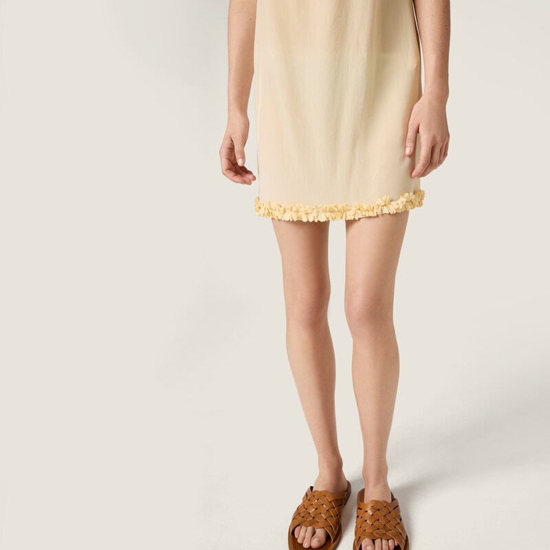 Embroidered marocain crepe dress