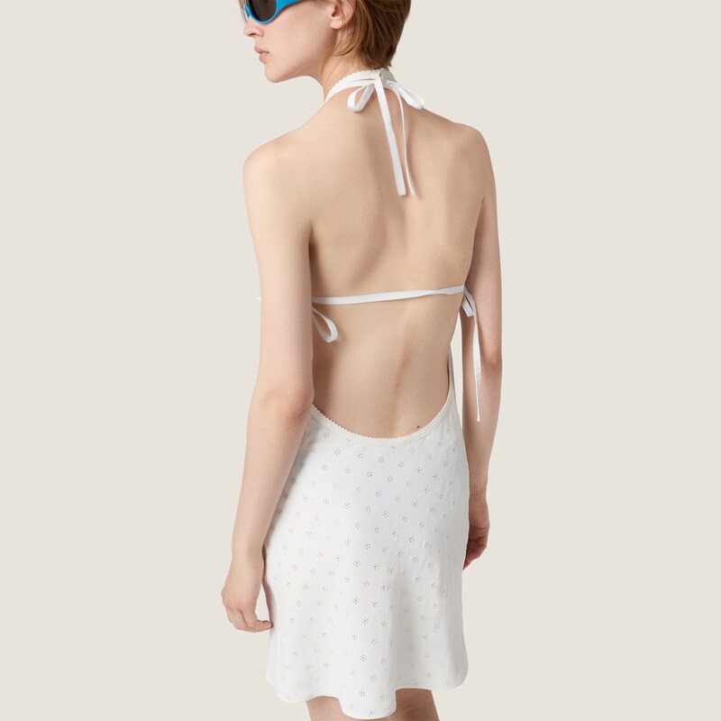 Minivestido de cady con encaje calado