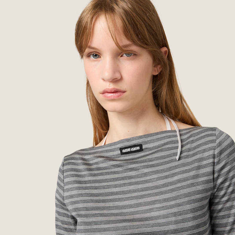Striped jersey mini-dress