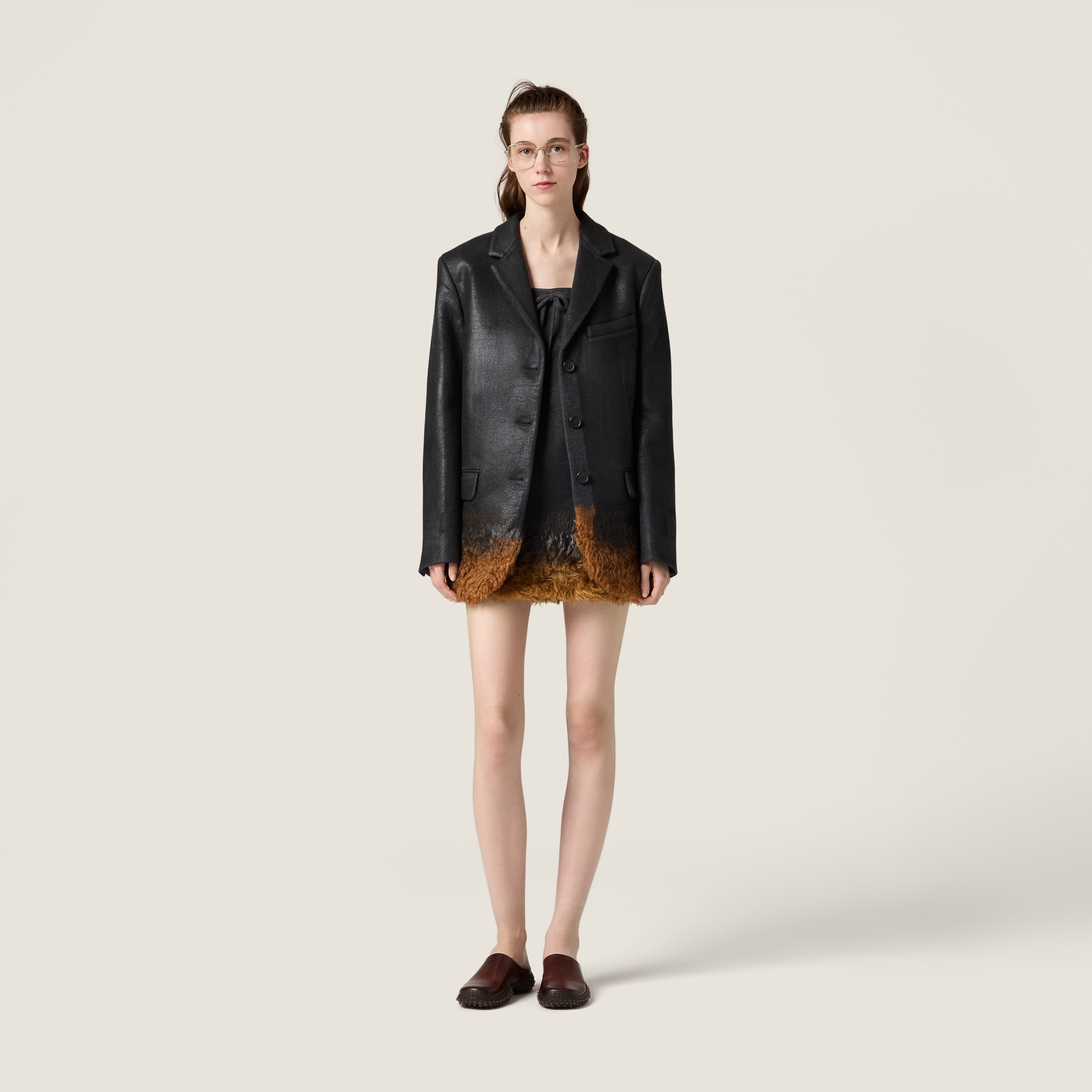 Double wool and shearling dress - thumbnail 2