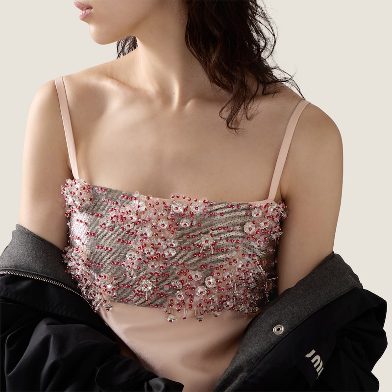 Embroidered silk and wool dress