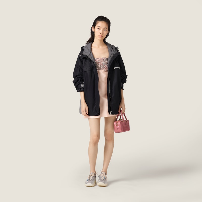 Embroidered silk and wool dress