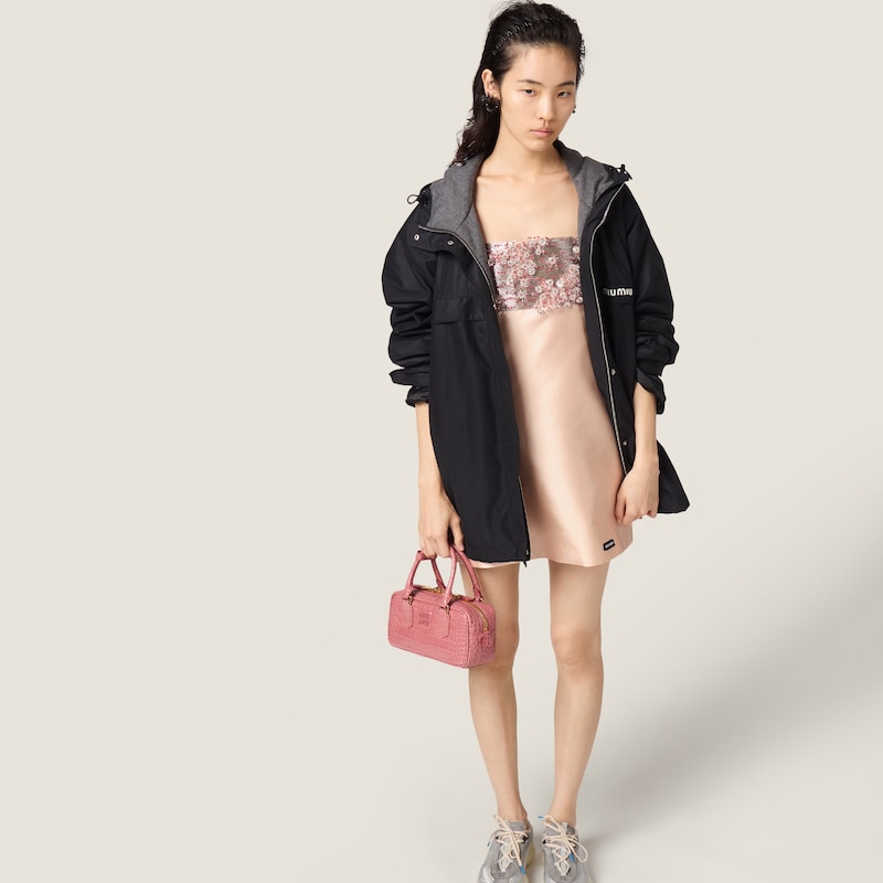Embroidered silk and wool dress