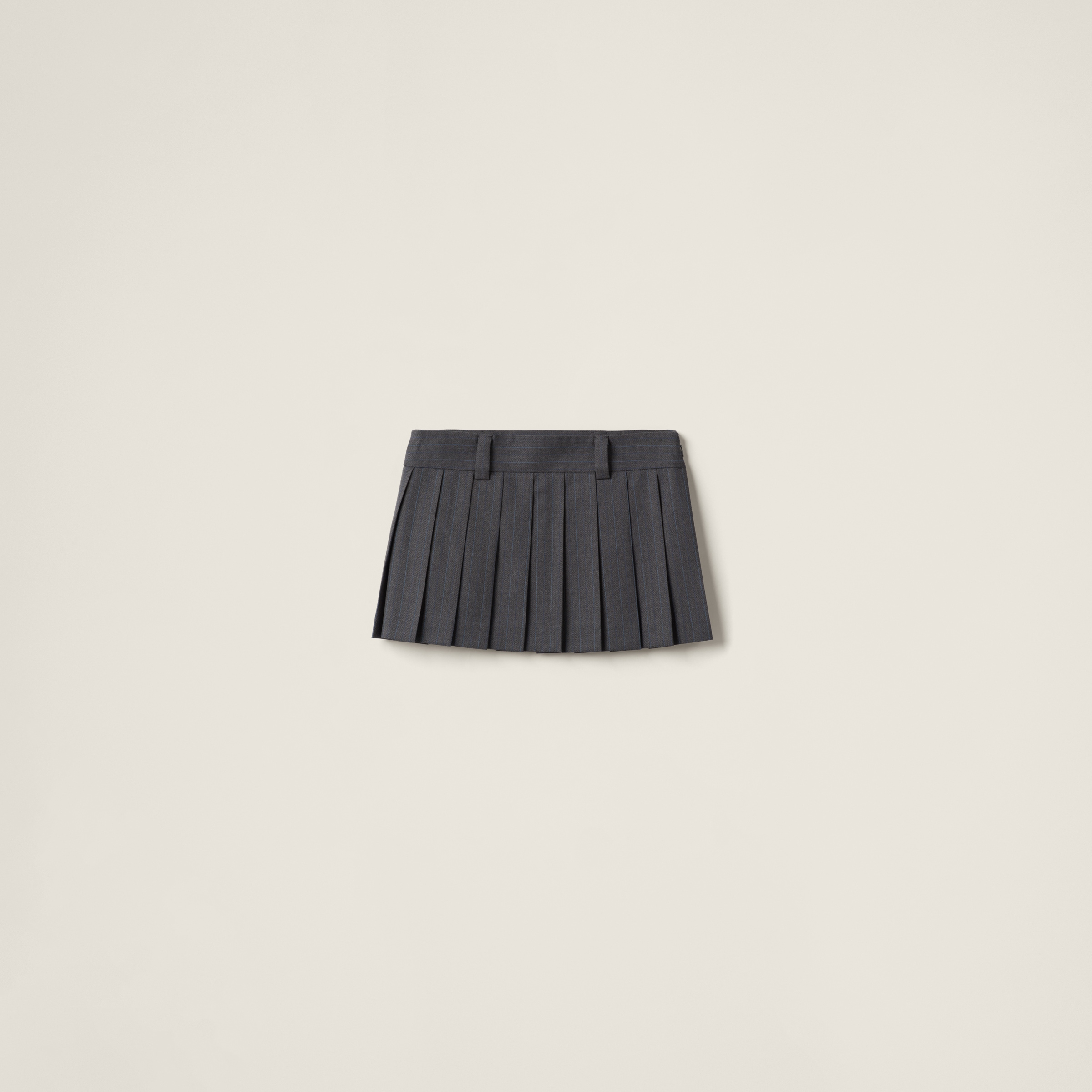 Miu Miu Pleated Pinstripe Skirt In Slate Gray