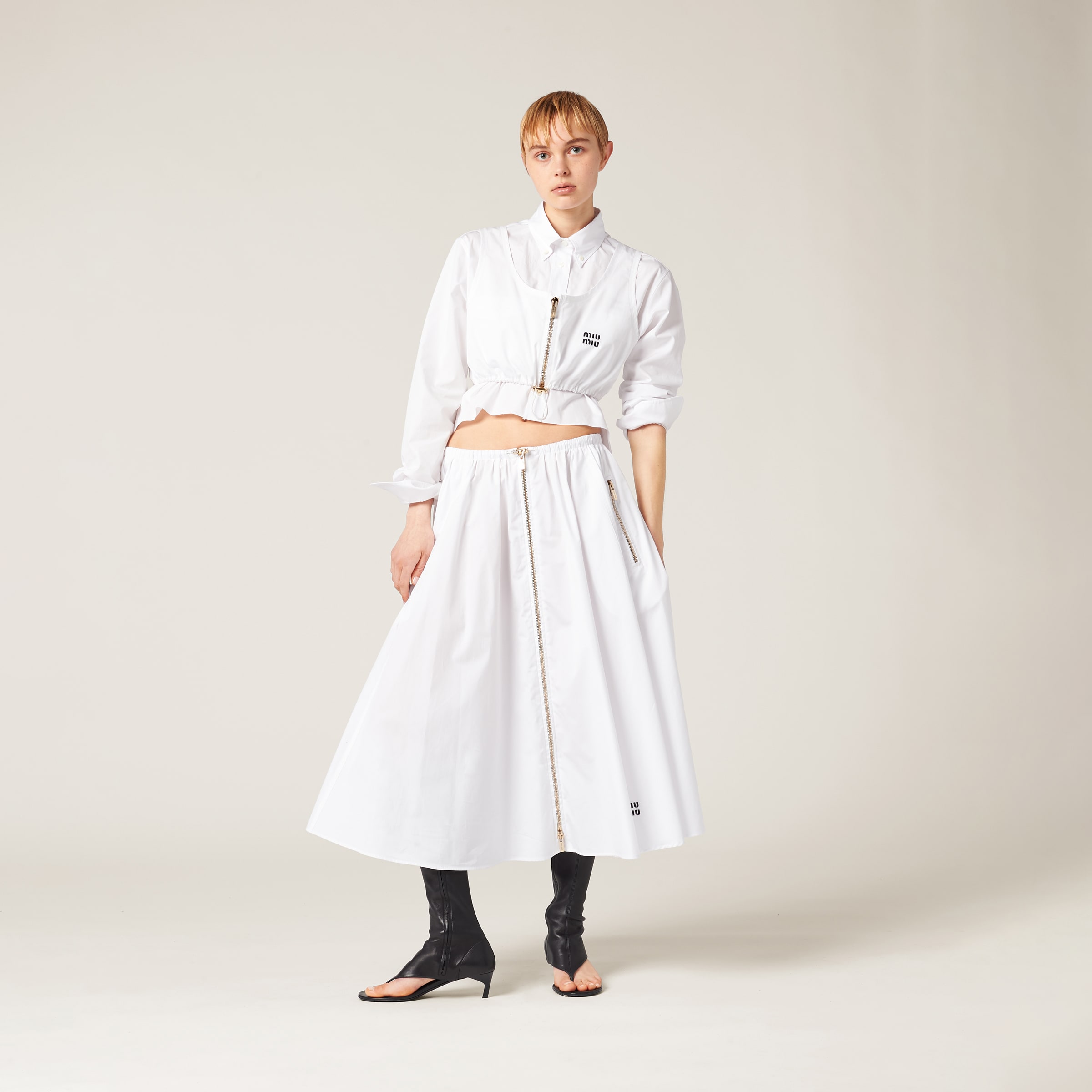 スカート MIU MIU Woman Skirt White MG220012OF F0964 Cord Checked Miniskirt | Miu Miu