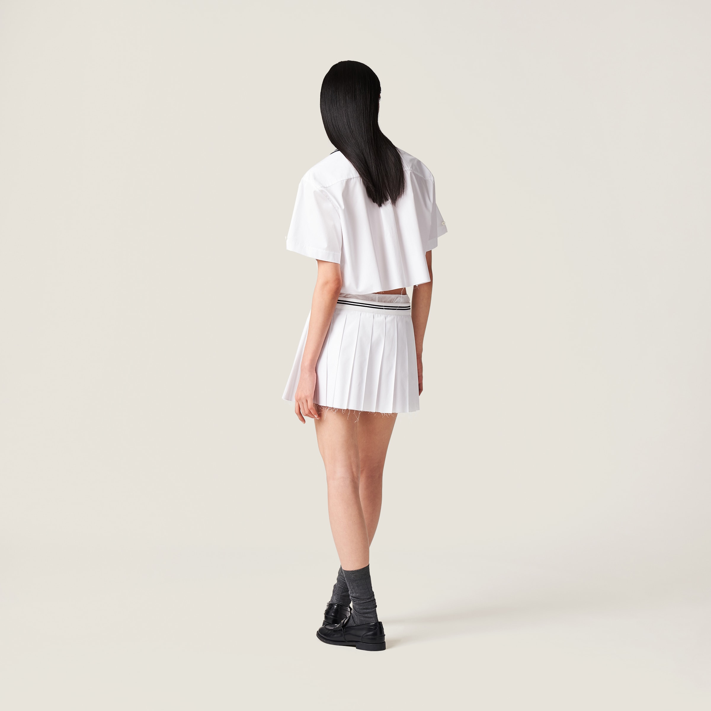 White Poplin Miniskirt | Miu Miu