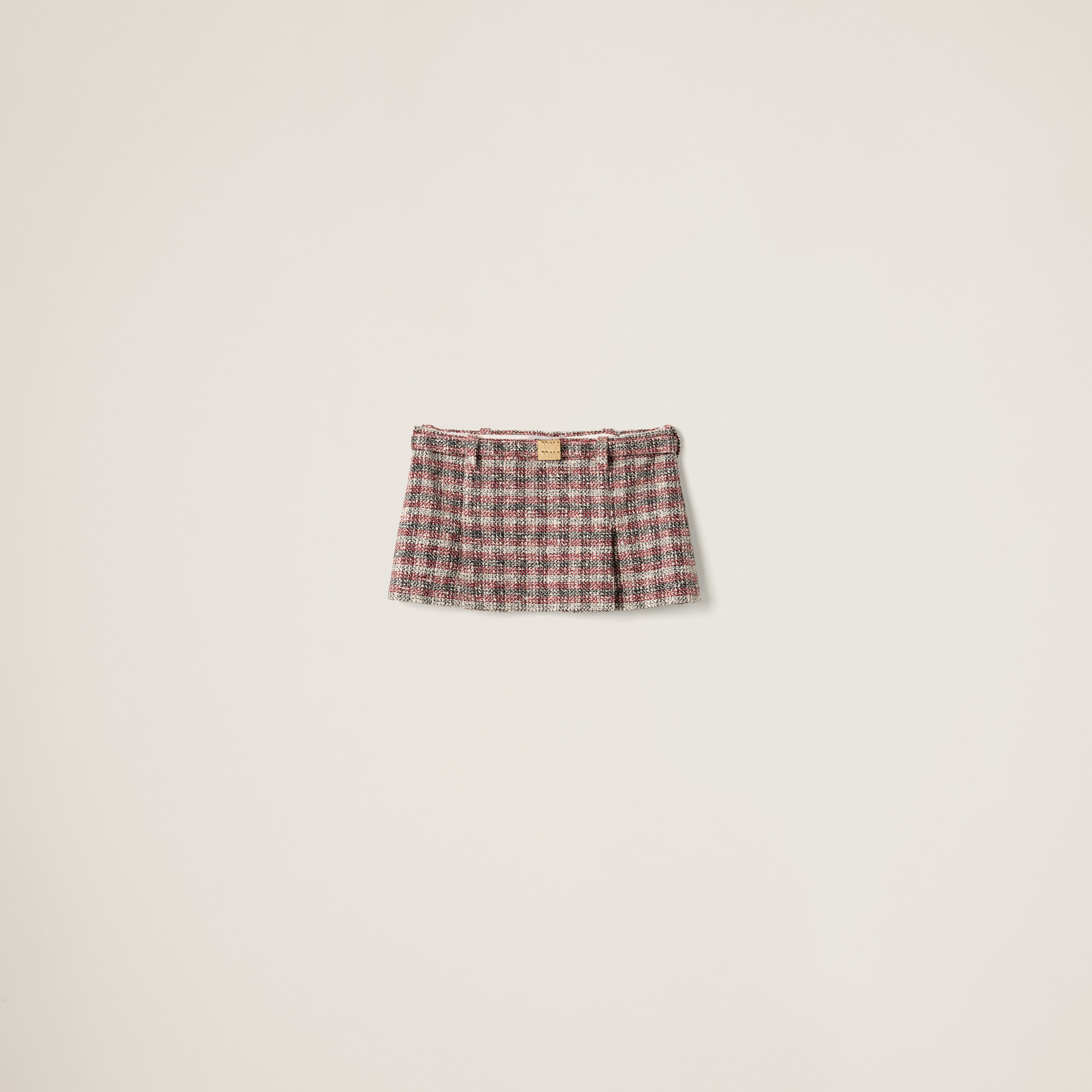 Jupe Courte Carreaux Jaune Grenade rouge Miu Miu