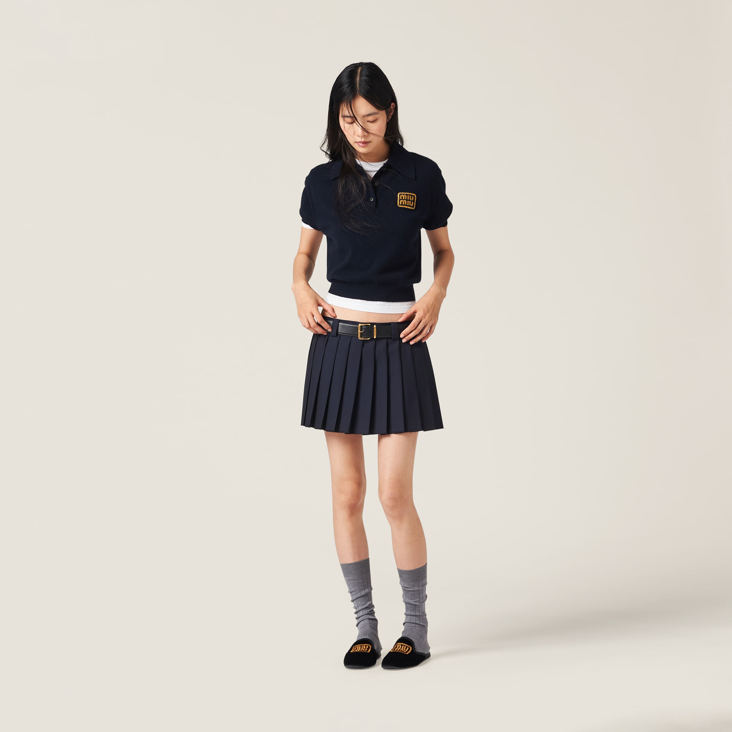 MIU MIU PLEATED BATAVIA MINISKIRT
