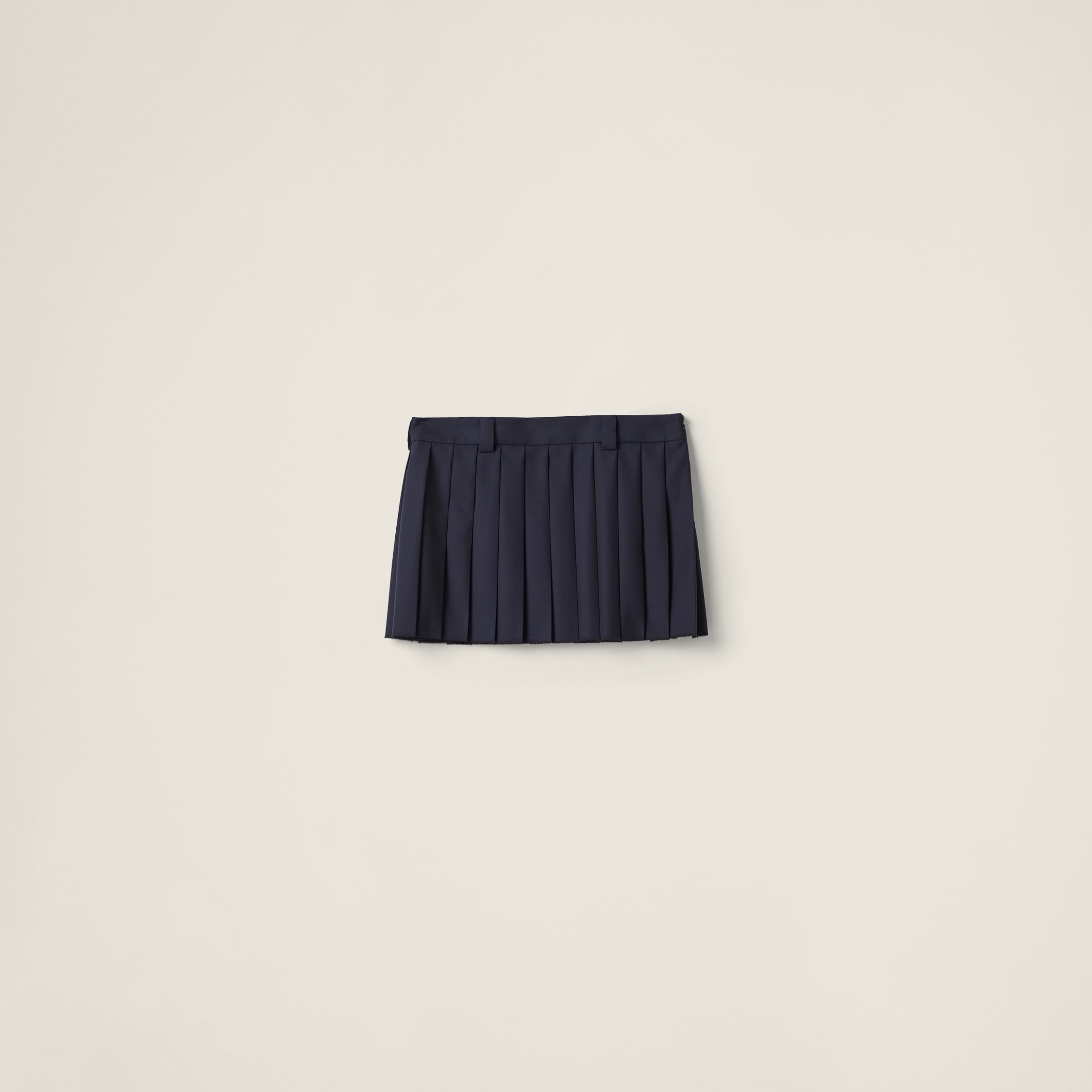 Miumiu Pleated Batavia Miniskirt In Navy