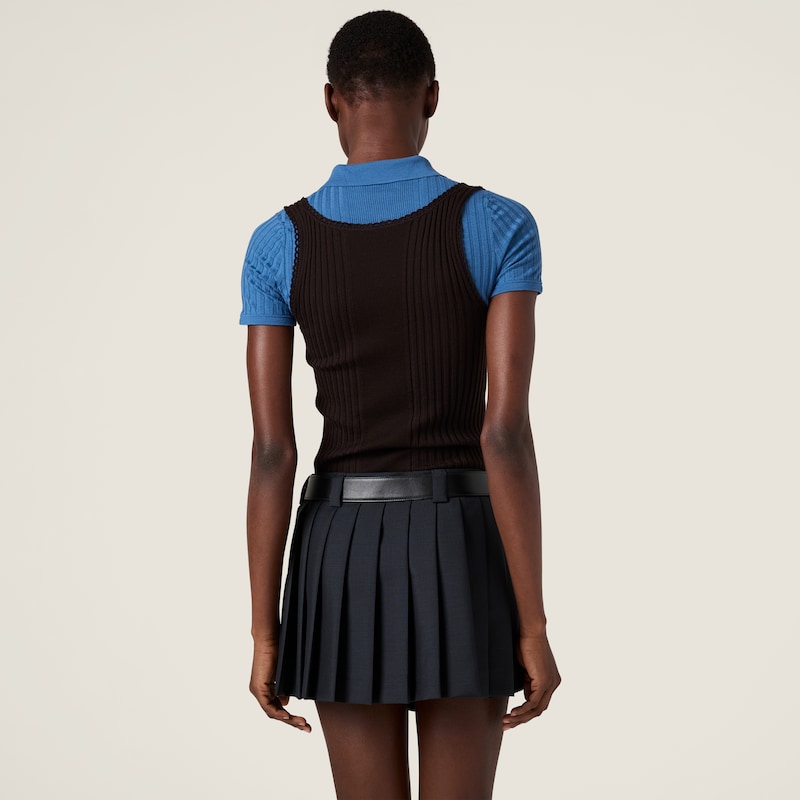 Pleated kid mohair miniskirt