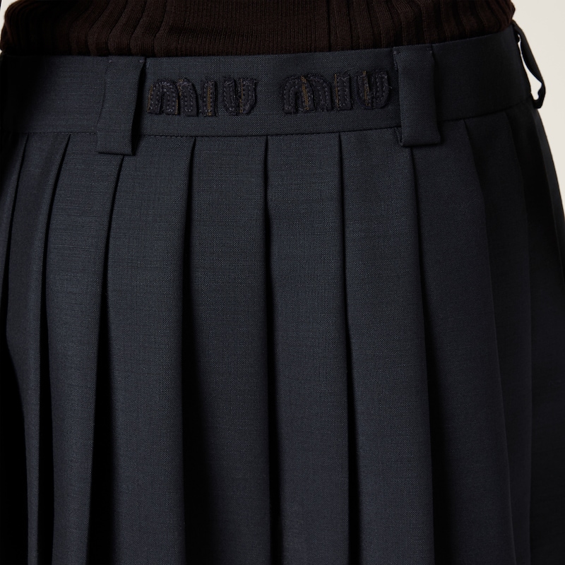 Pleated kid mohair miniskirt