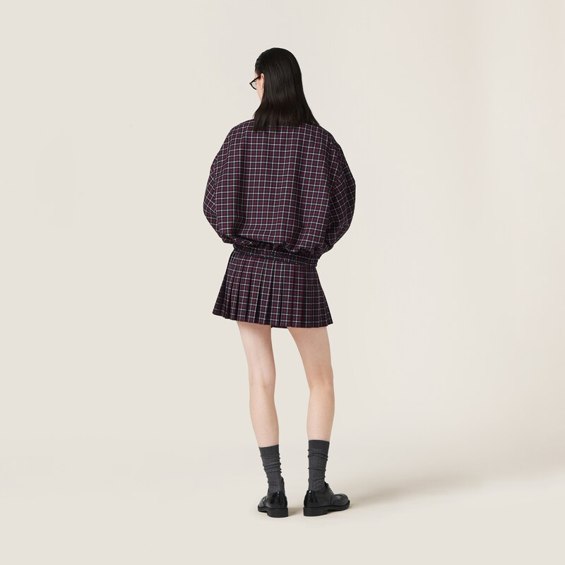 Blue/red Checked Wool Miniskirt | Miu Miu