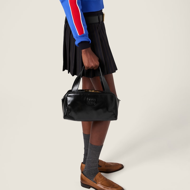 Pleated pinstripe miniskirt