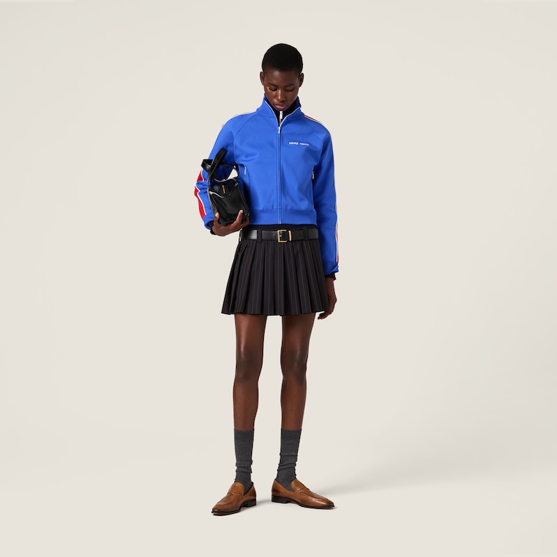 Pleated pinstripe miniskirt