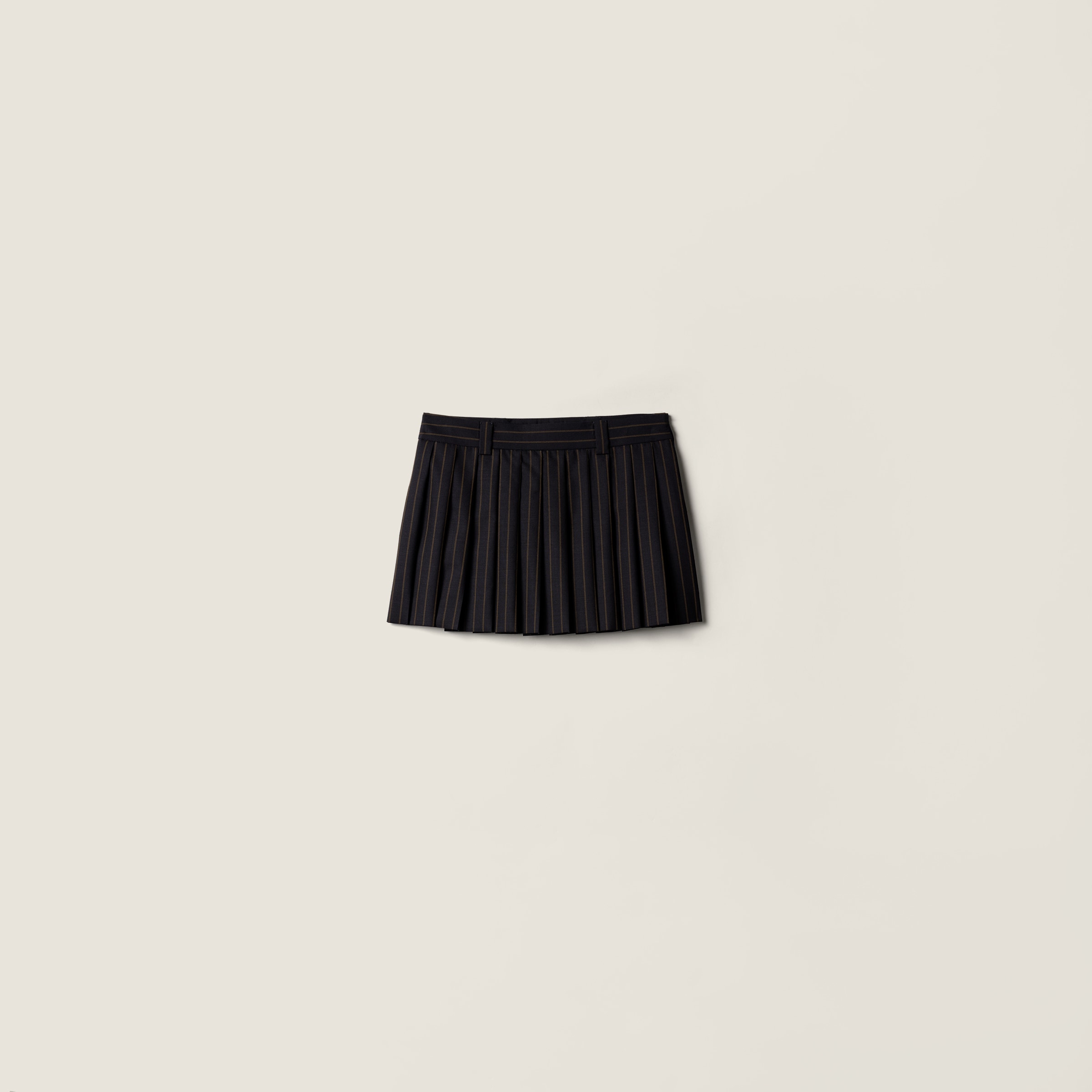 Navy Pleated Pinstripe Miniskirt | Miu Miu