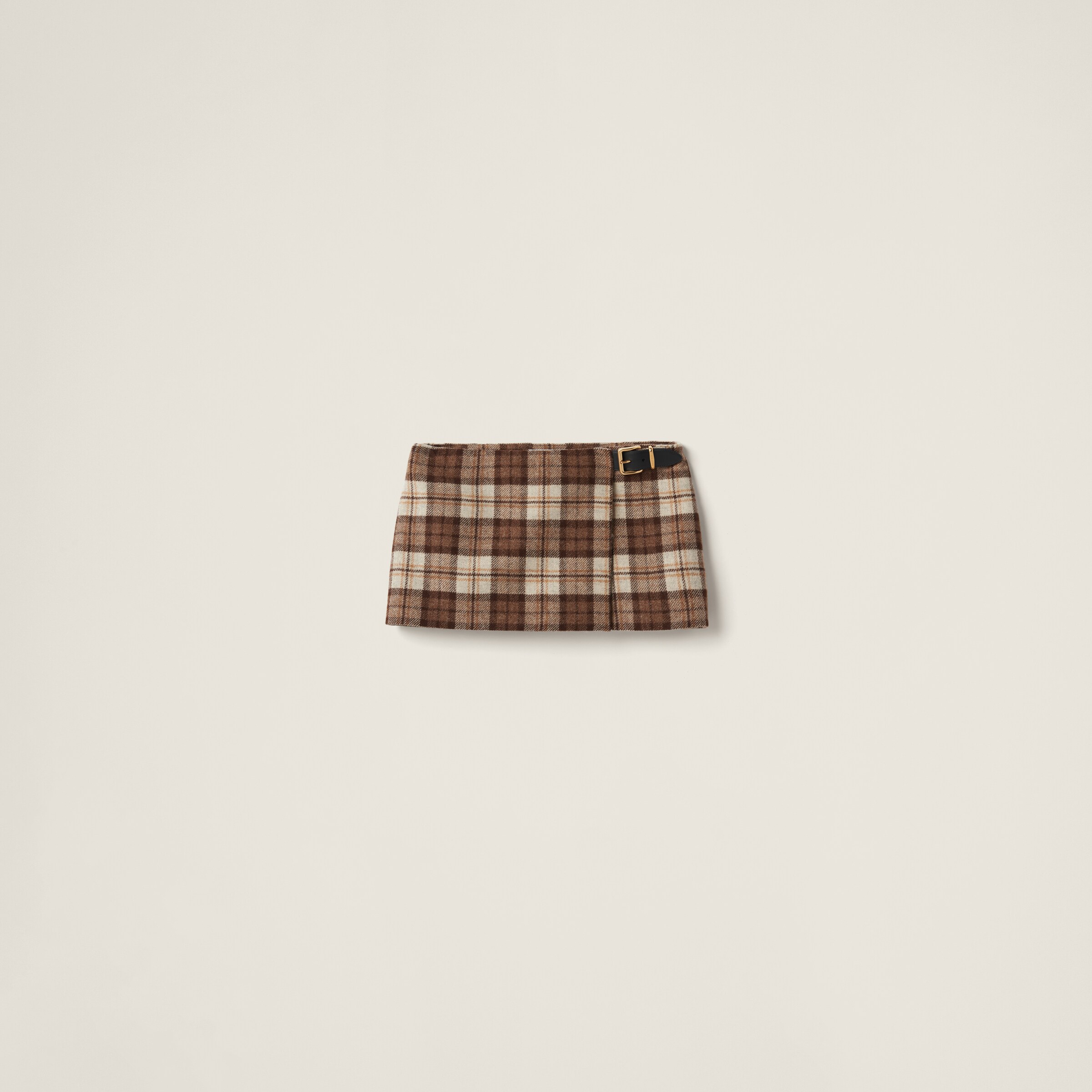 Miu Miu Check Skirt In Cocoa Brown