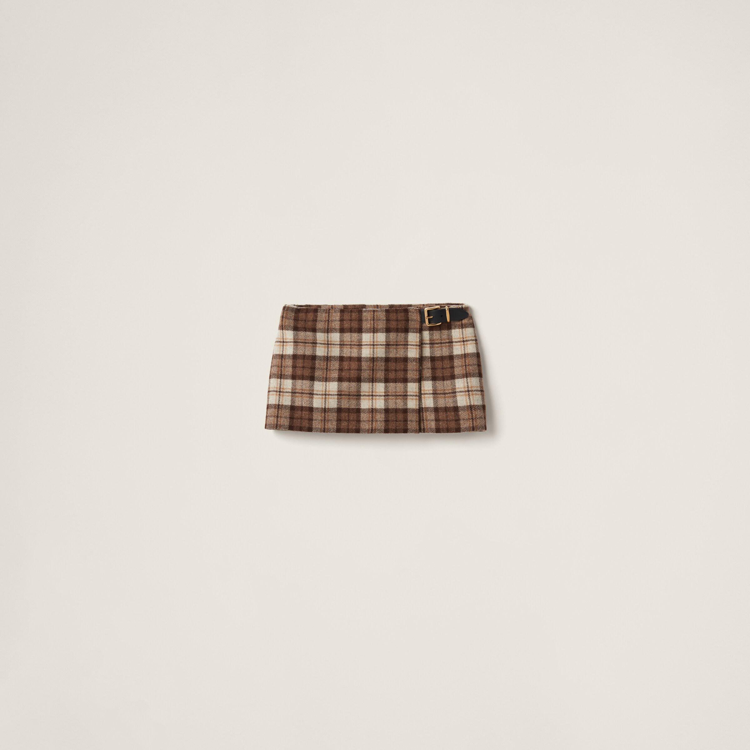 Miu Miu Check Miniskirt In Cocoa Brown