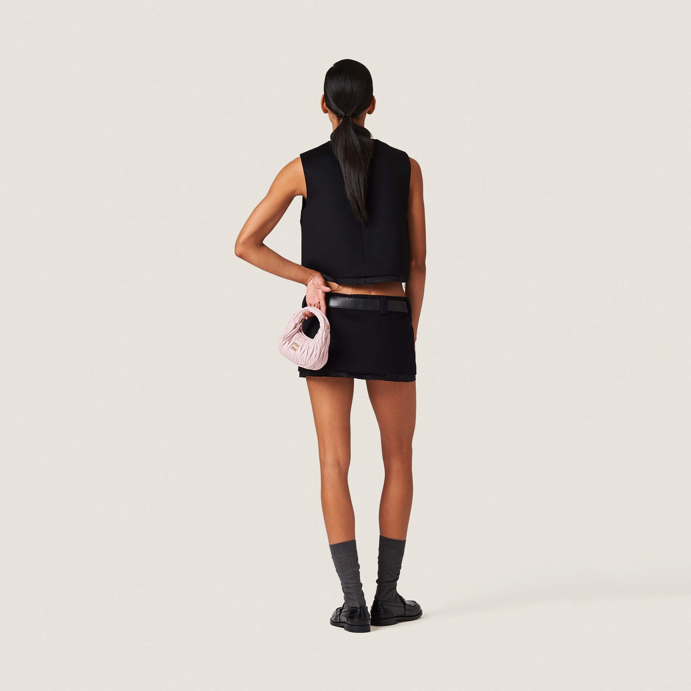 Miumiu 2026 Mini Skirt Dark Gray Wool Polyester