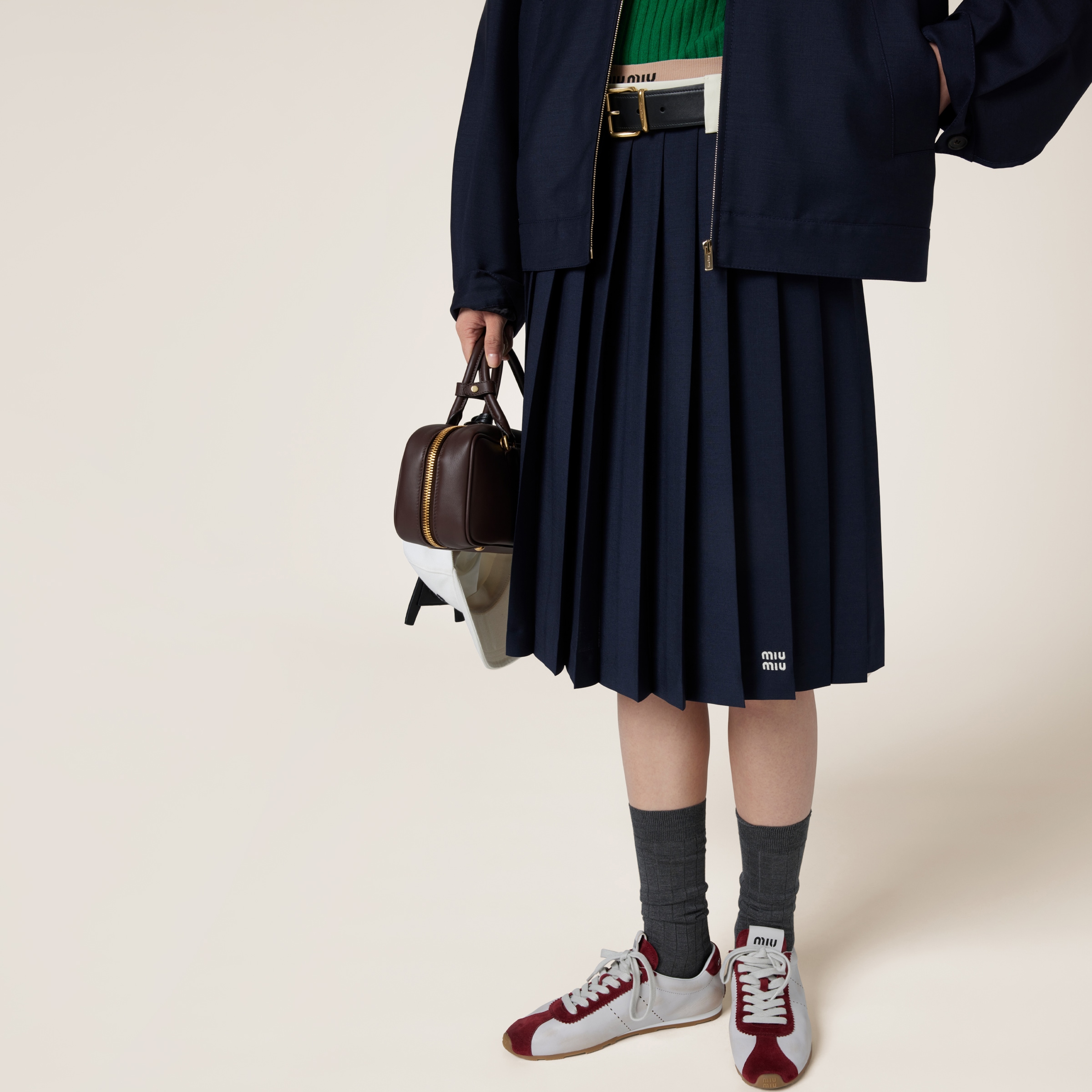 Miu Miu Kid Mohair Skirt In Navy