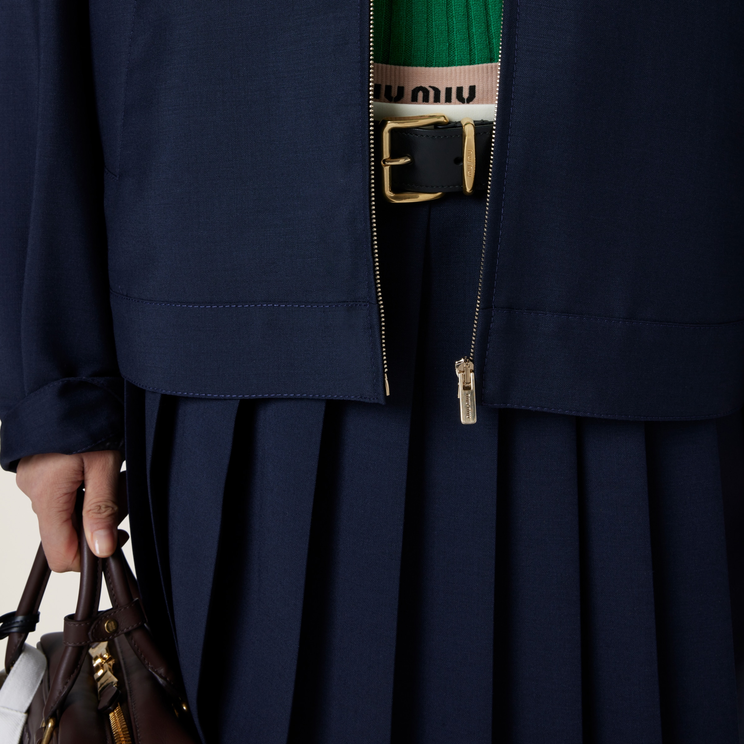 Navy Kid Mohair Skirt | Miu Miu