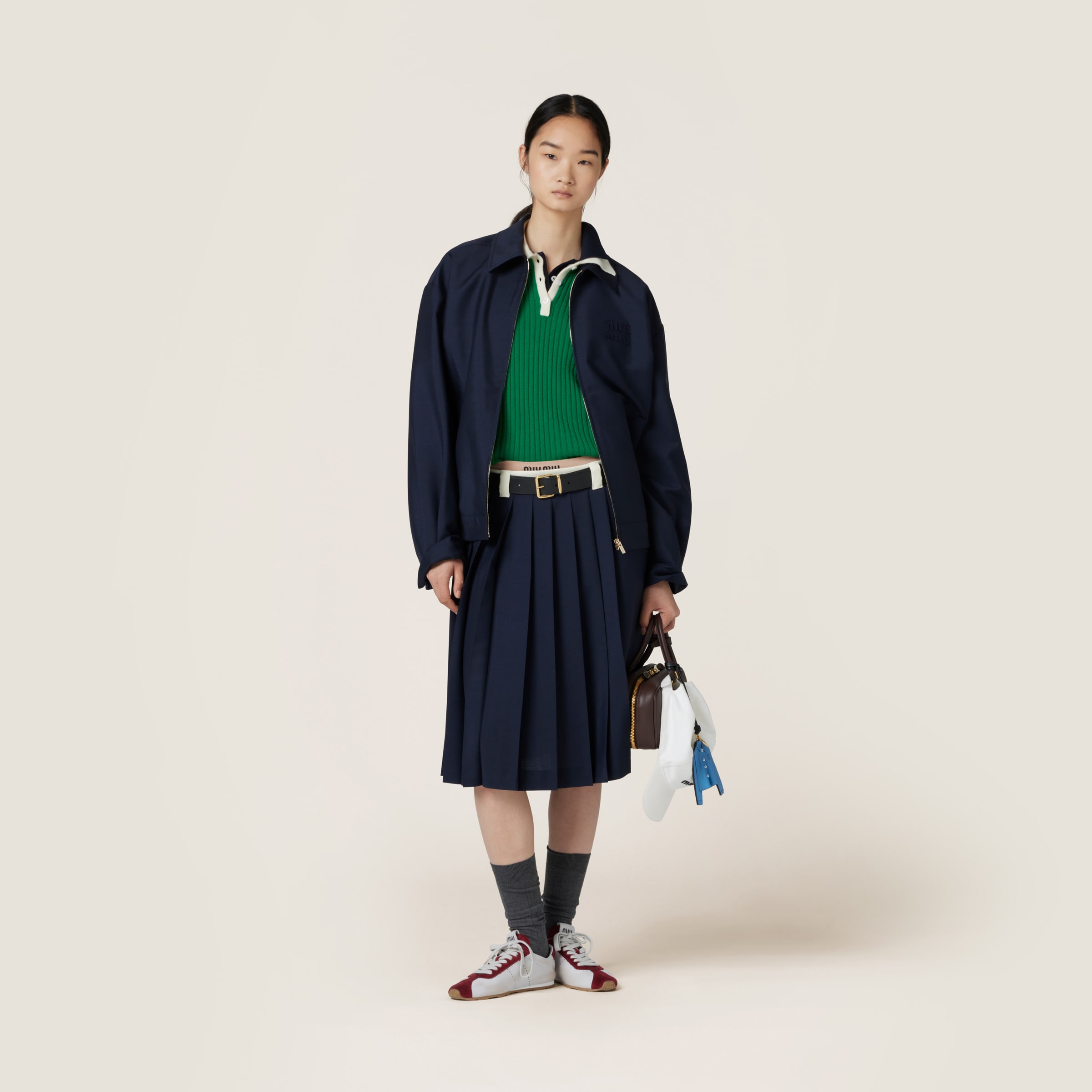Navy Kid Mohair Skirt | Miu Miu