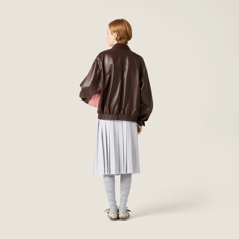 Pleated striped poplin skirt