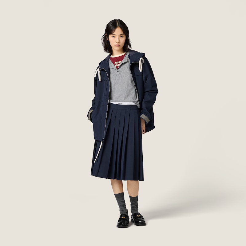 Pleated ripstop fabric skirt