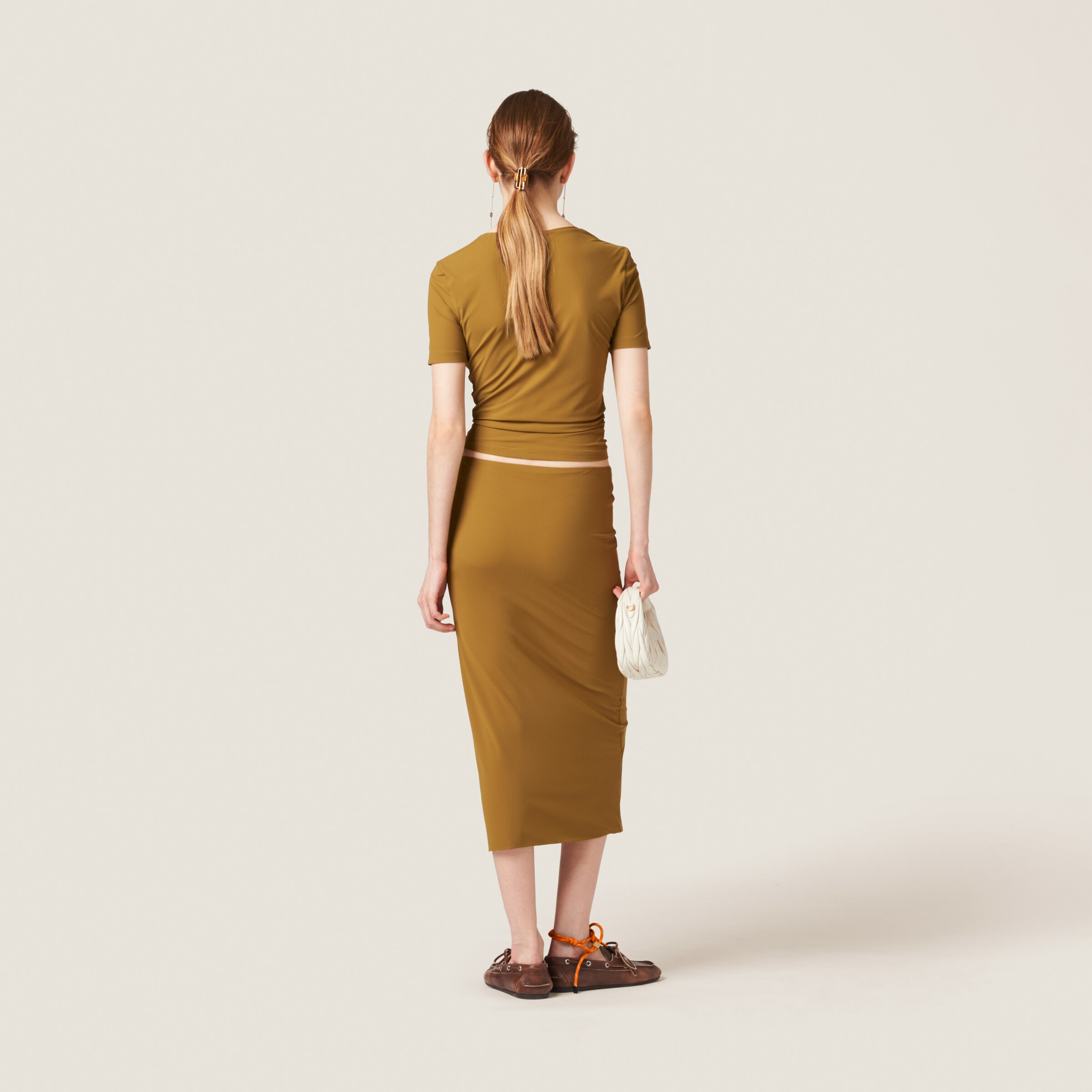 Olive Green Stretch Jersey Skirt | Miu Miu