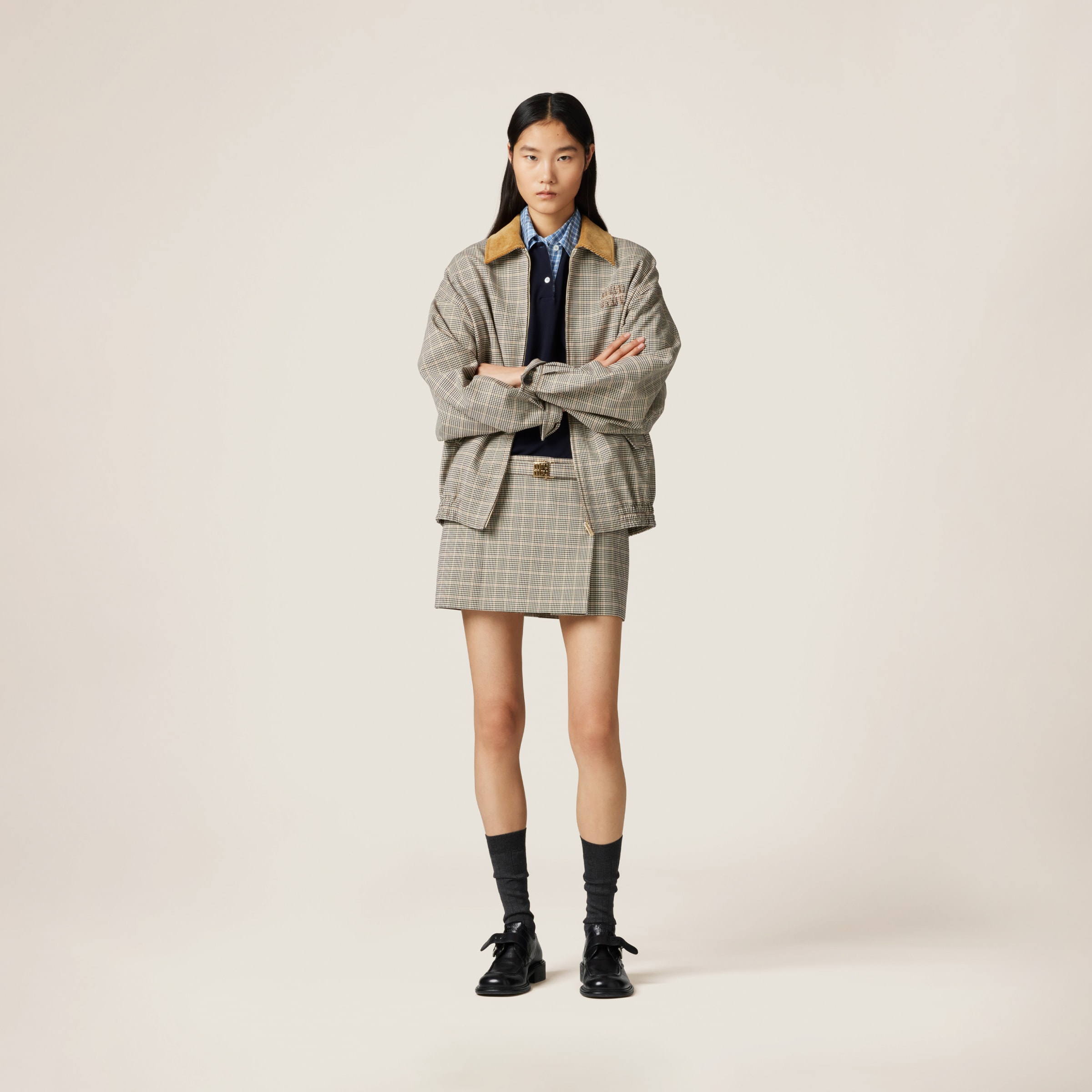 MIU MIU CHECKED MINISKIRT