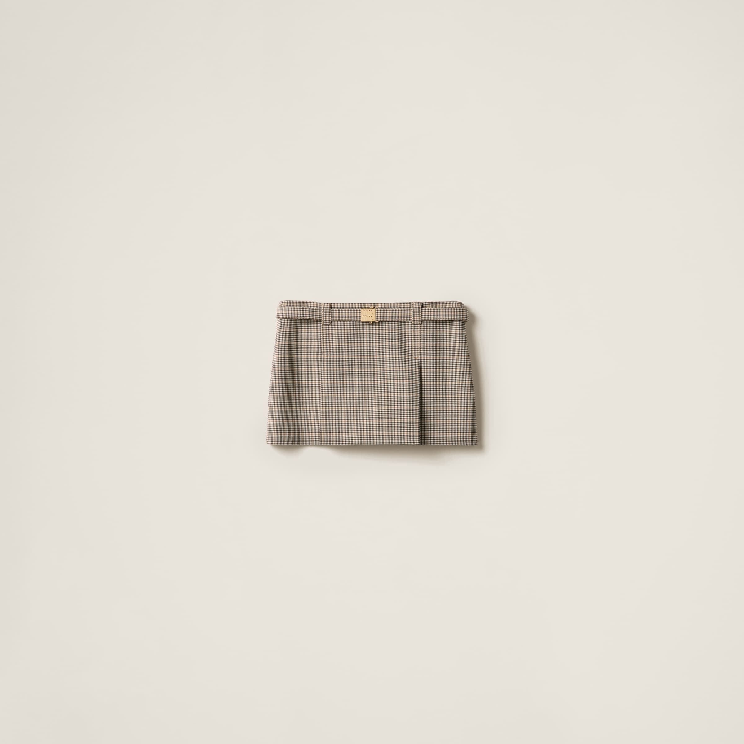 Miu Miu Checked Miniskirt In Cocoa Brown