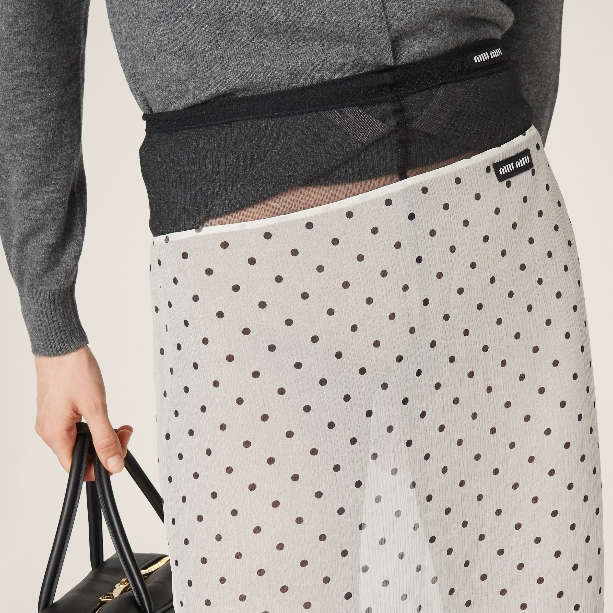 Polka dot skirt chiffon top