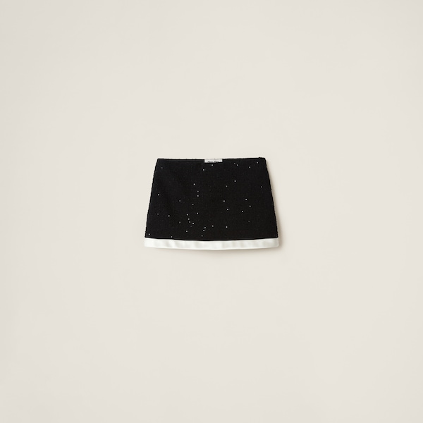 Miumiu 2026 Sequined Knit Short-sleeved Top Wool Polyester 362383