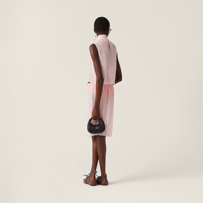 刺绣雪纺半身裙