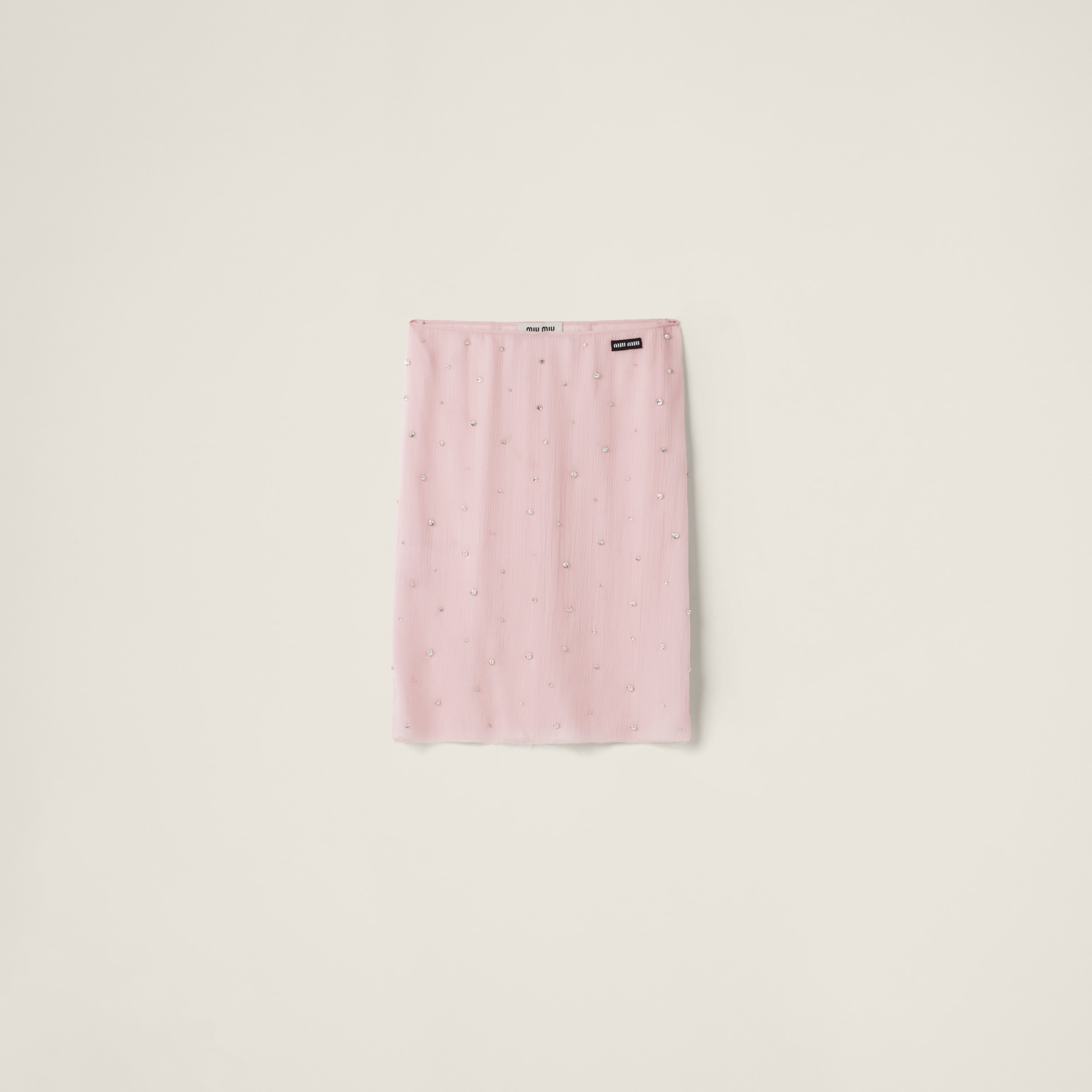Miu Miu Embroidered Chiffon Skirt In Alabaster Pink