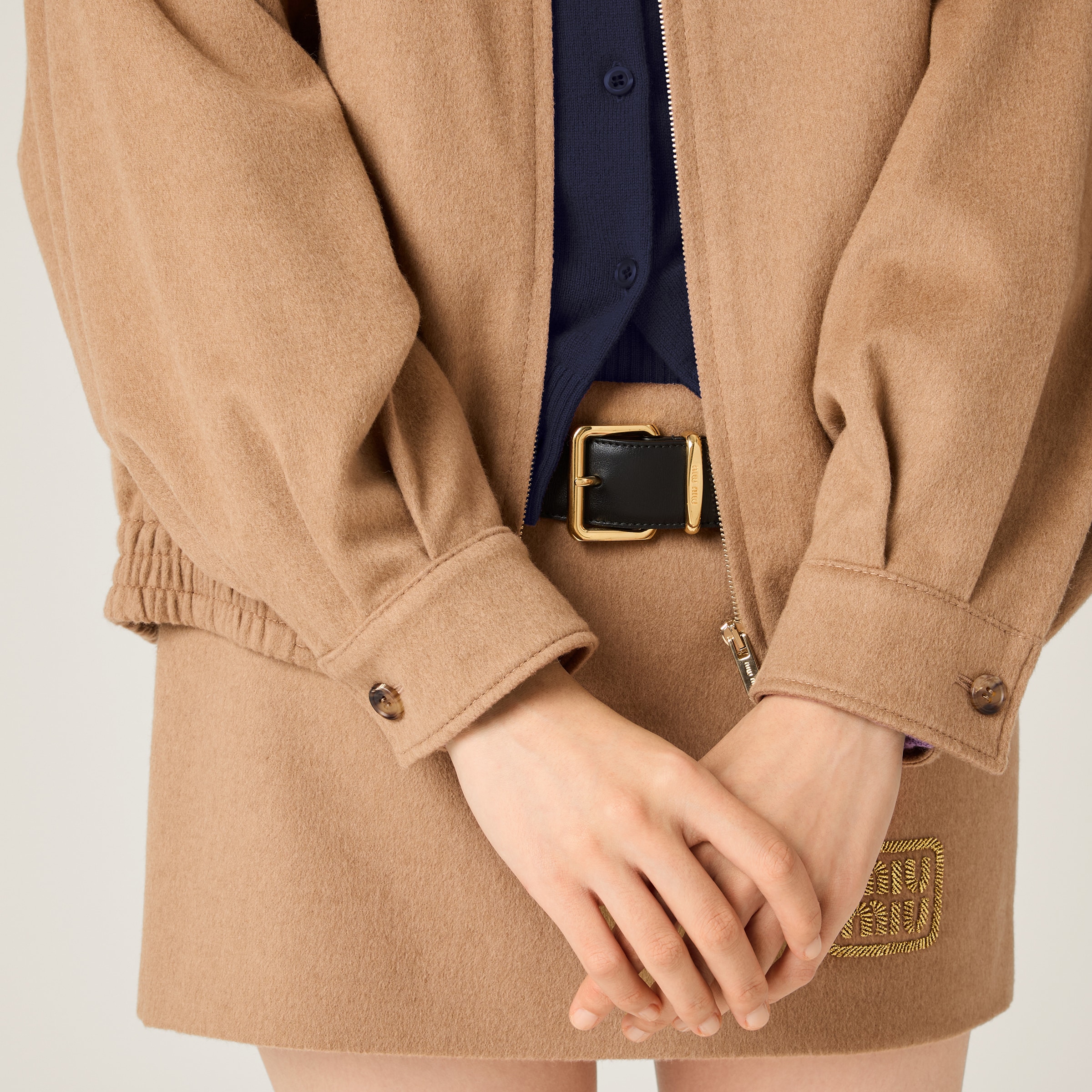 MIU MIU CAMEL-HAIR MINISKIRT