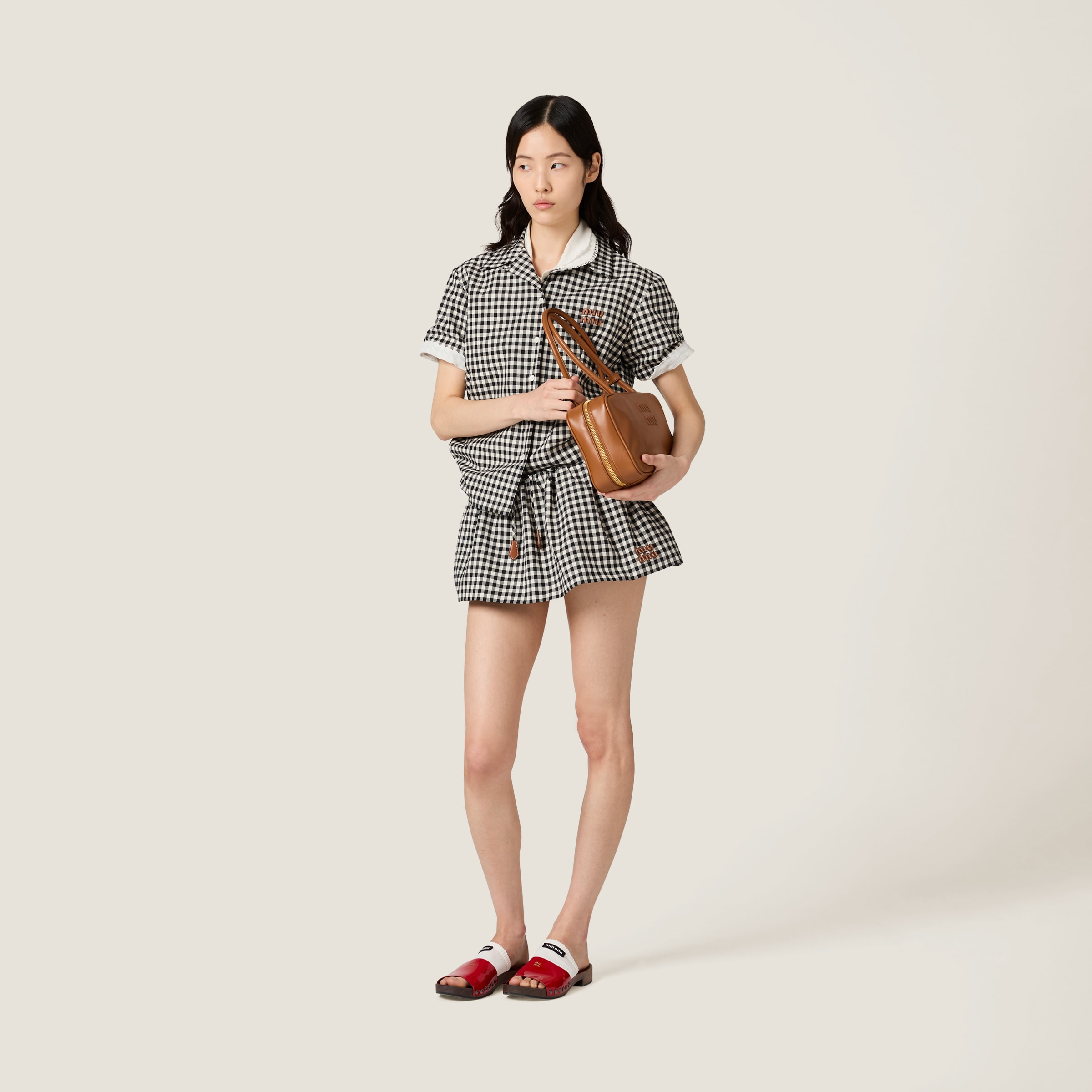 Miu Miu Gingham Check Miniskirt