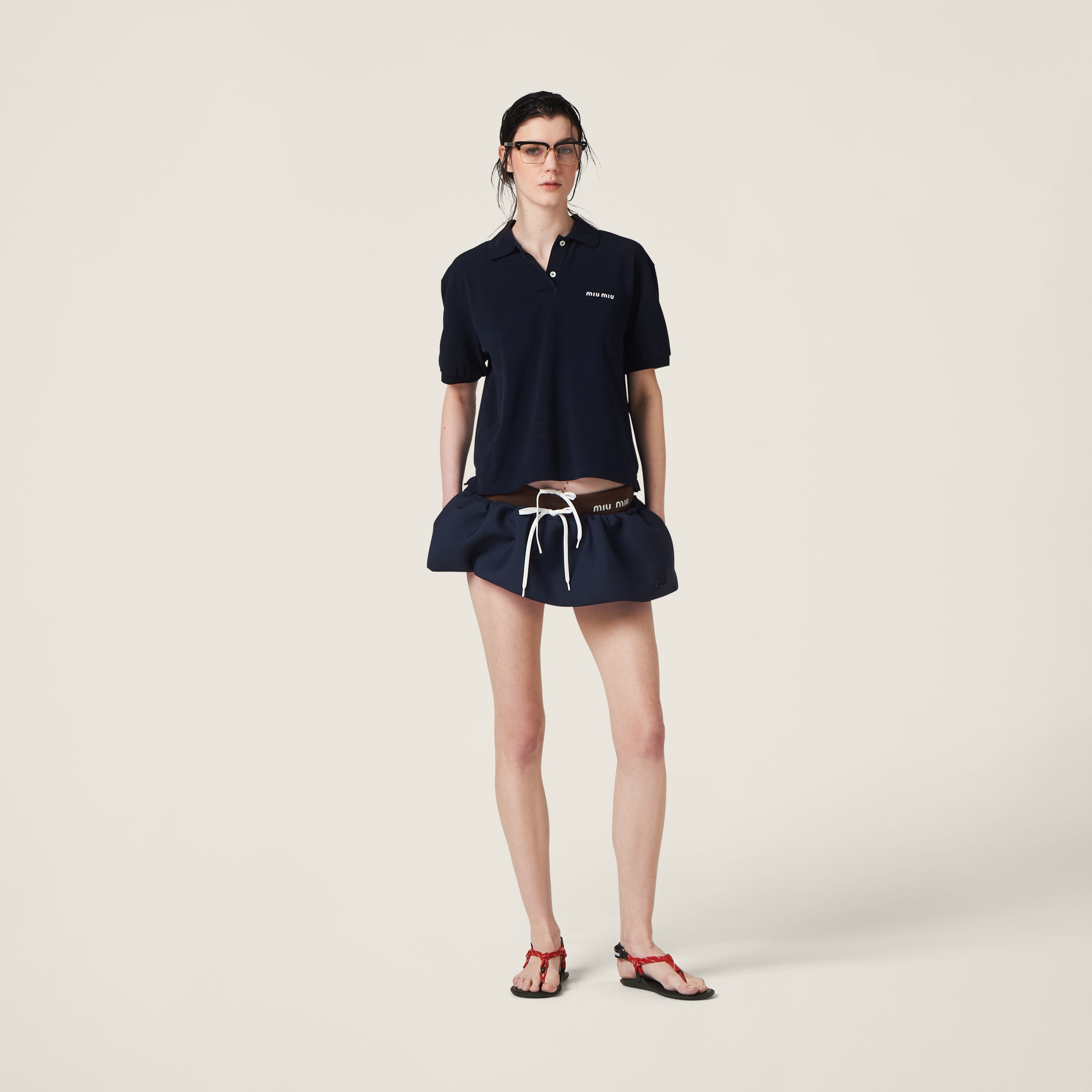 春のコレクション ネイビー Miu Miu | ミニスカート モヘア スカート