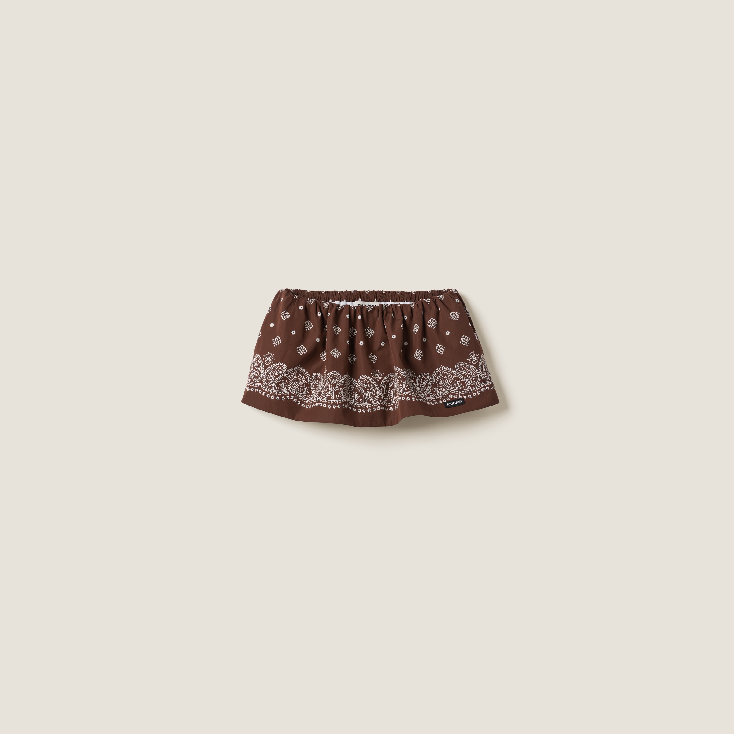 Miumiu Printed Poplin Miniskirt In Cocoa Brown