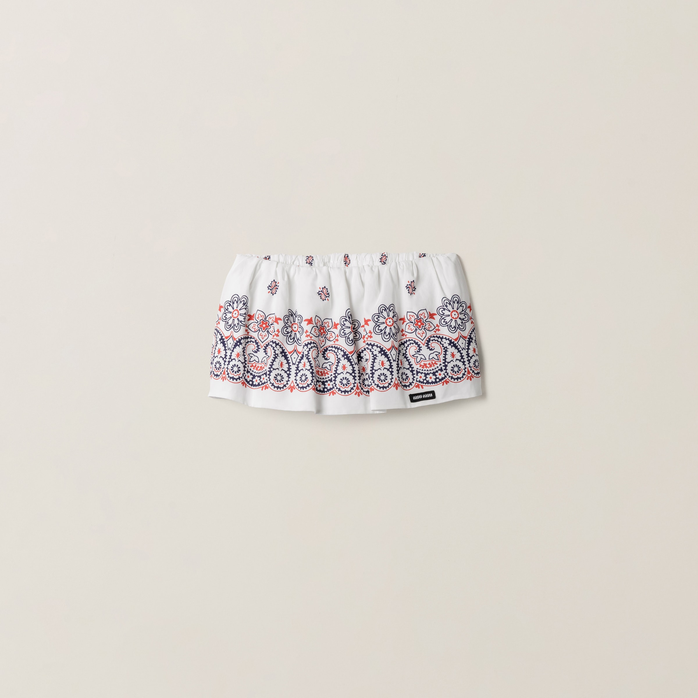 Miu Miu Slubbed Poplin Skirt With Print