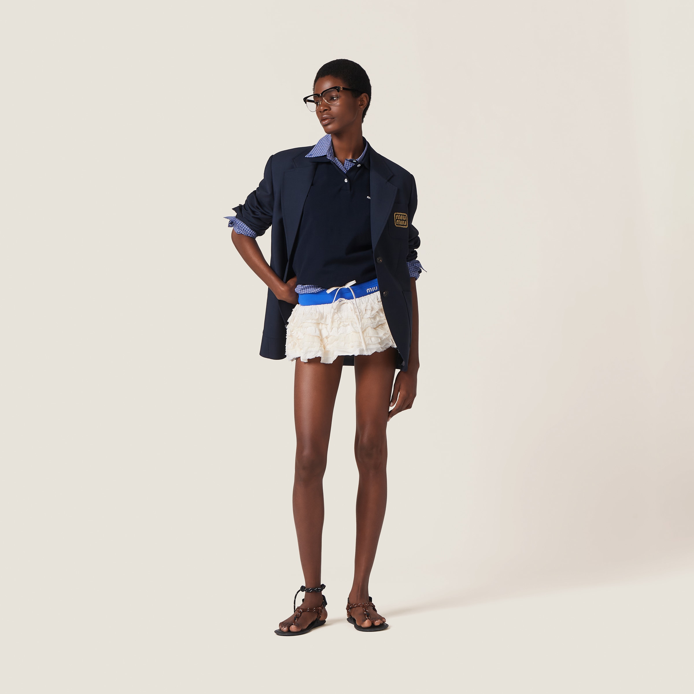 Slubbed canvas miniskirt - thumbnail 2
